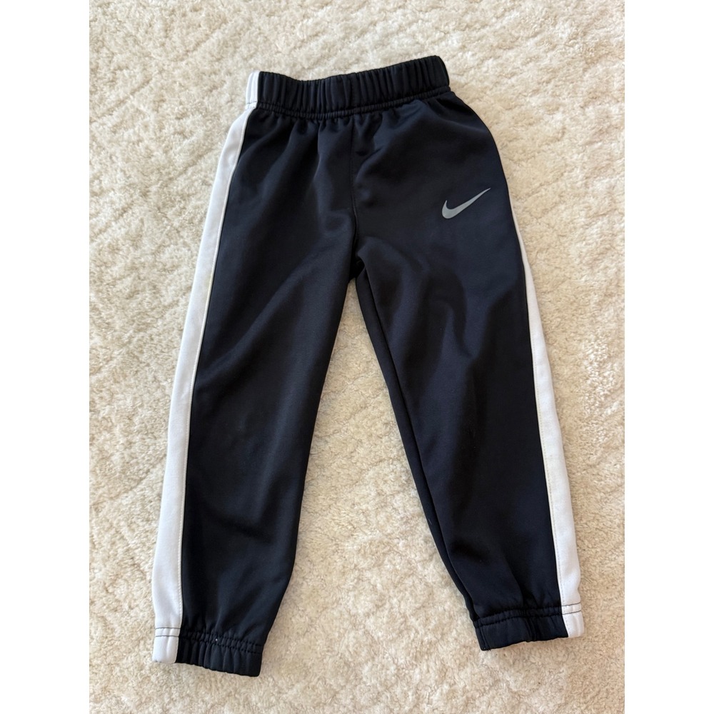 Nike Dri-FIT Boys Toddler 4T Black White Stripe Track Pants Joggers G933-W1X